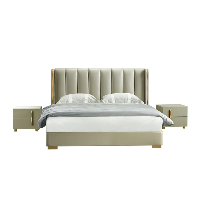 Cameron-齊邊皮革床架