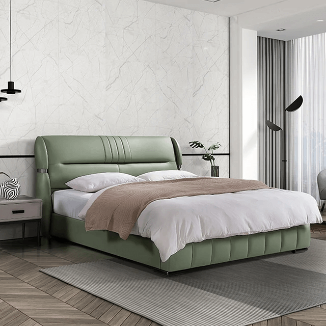 Leonard-半皮皮革床架