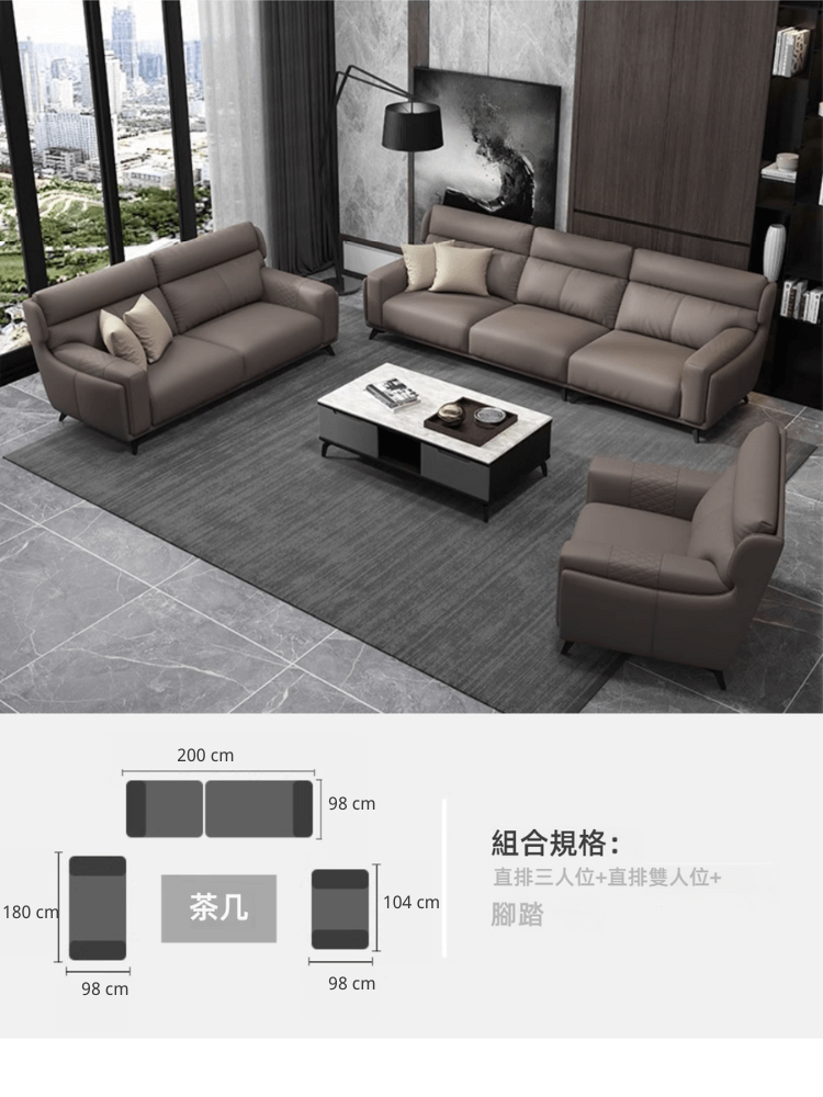 Augustus-Minimalist Semi-Leather Sofa Augustus 極簡半真皮梳化 01356