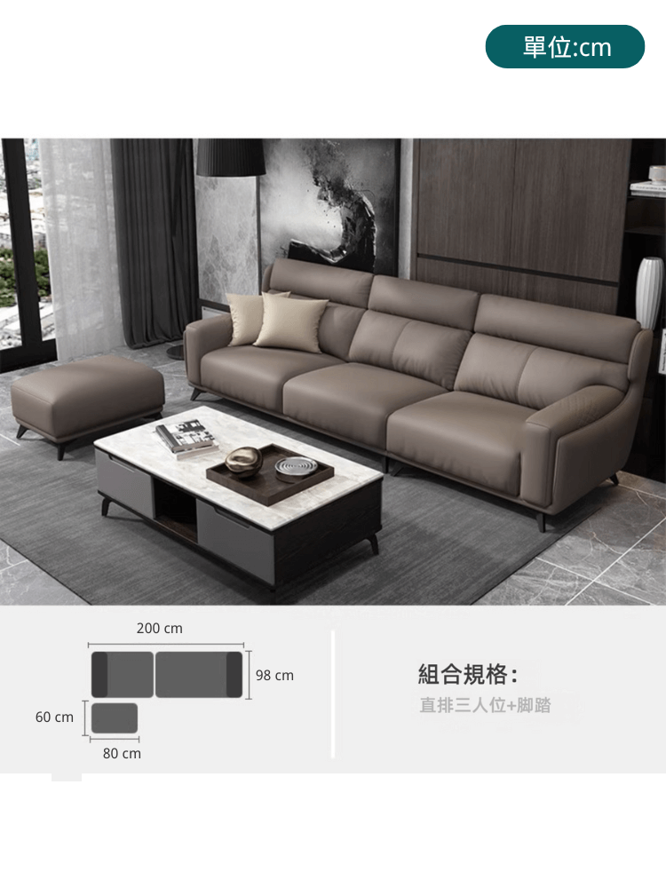 Augustus-Minimalist Semi-Leather Sofa Augustus 極簡半真皮梳化 2 0136