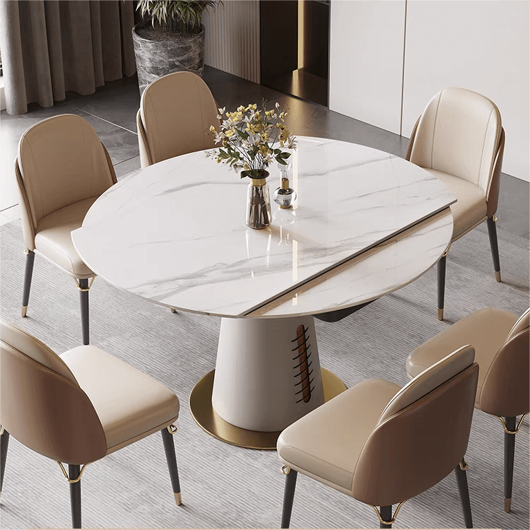 香港家居受歡迎的8款伸縮餐枱推介 Peggie 圓筒跳台拉伸伸縮餐桌 3 1