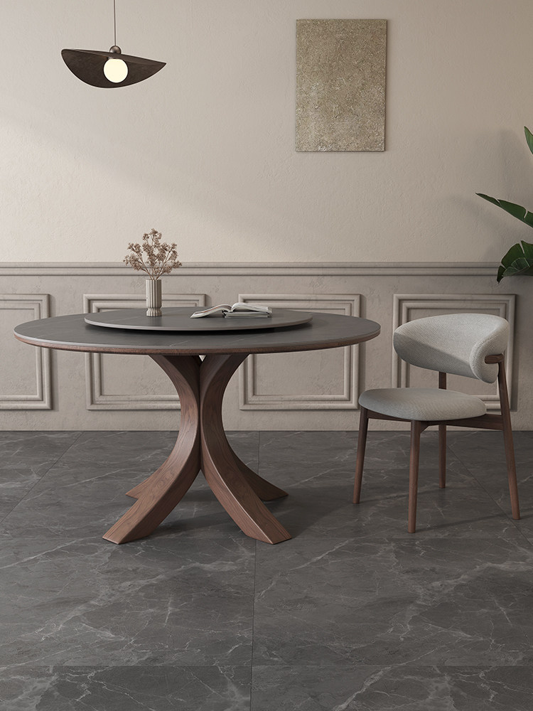 Katie X字腳圓形岩板餐枱 6