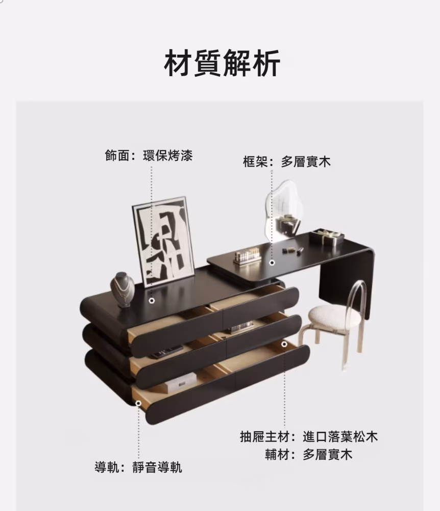 Carey 黑天鵝梳妝枱配六鬥櫃 28 converted