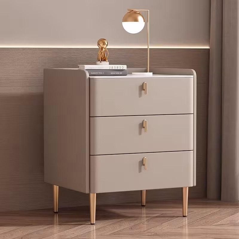 Armstrong-皮革岩板床頭櫃(二抽 三抽)