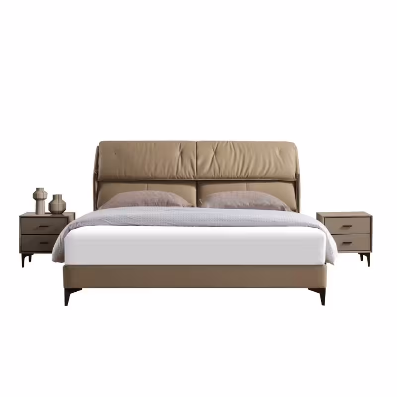 Colin-齊邊皮革床架